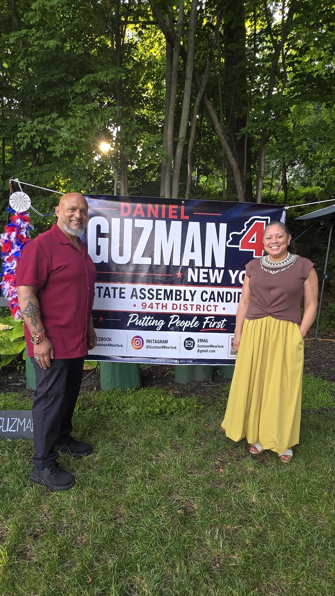 Daniel Guzman with supporters at a campaign gathering